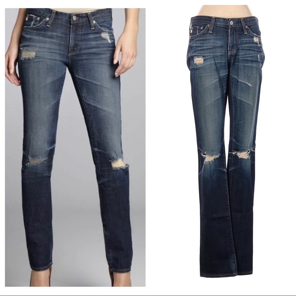 AG Premier Skinny Straight leg distressed jeans Size 24 X 33